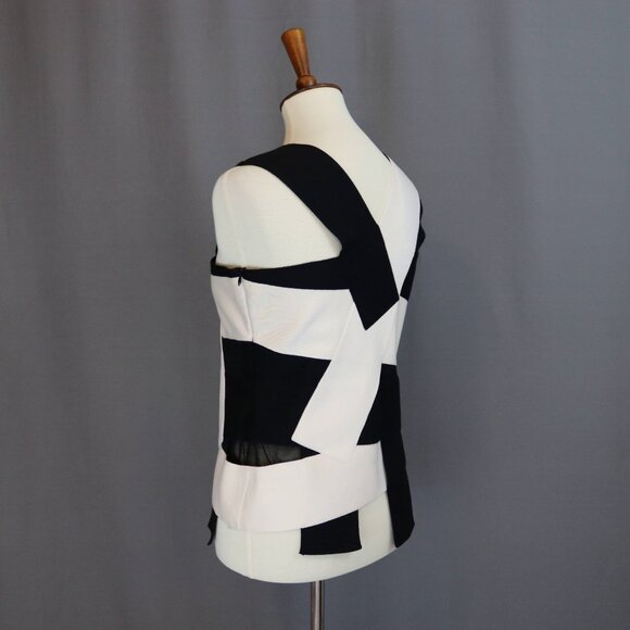 AKRIS Size 8 Layered Contrast Panel Asymmetric Tank Blouse Top - Picture 5 of 15